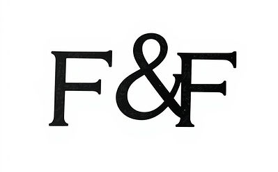 letters F&F - in black letters on a whit