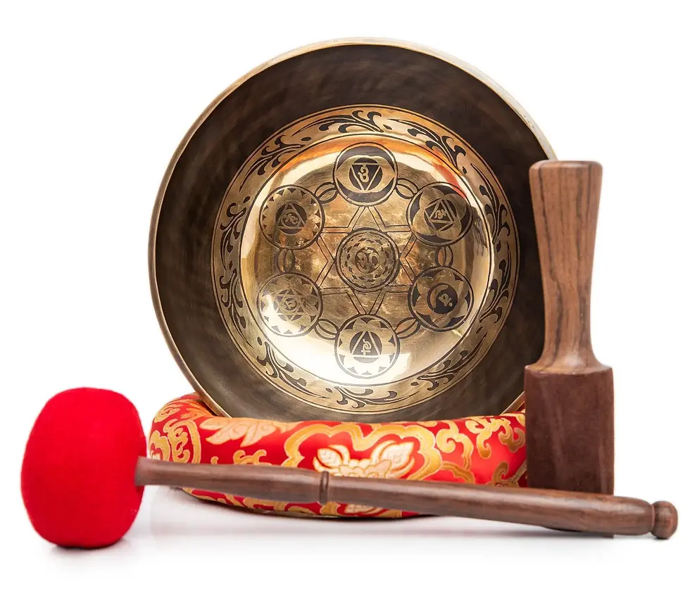 Thumbnail: Large 11-Inch Chakra Design Tibetan Singing Bowl Set