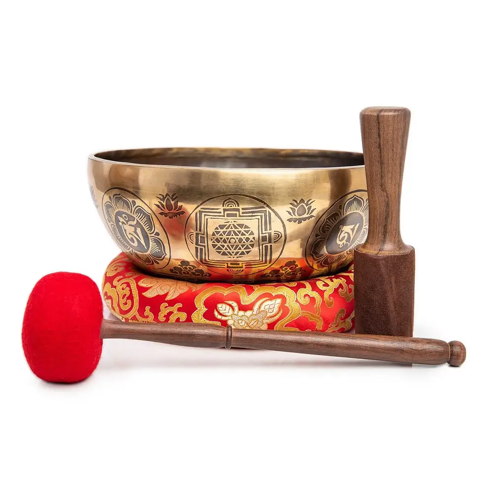 Thumbnail: Large 11-Inch Chakra Design Tibetan Singing Bowl Set