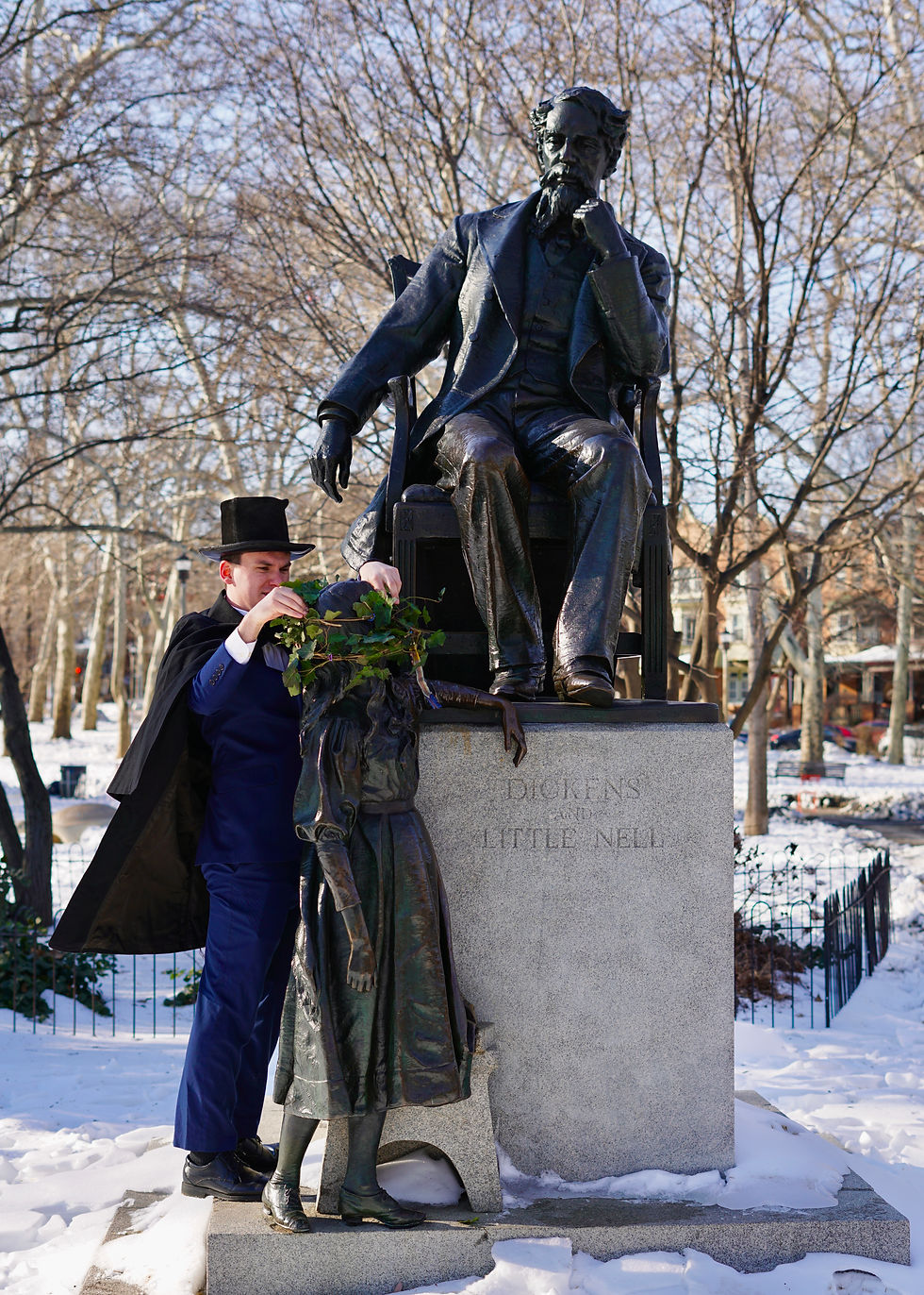 The wreath is placed on Little Nell