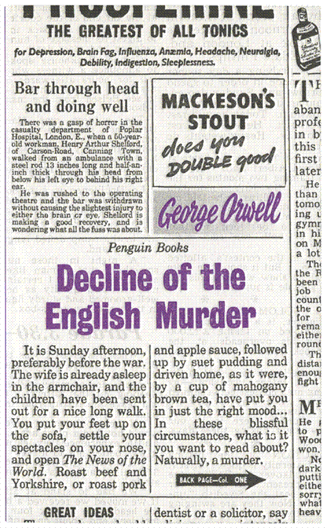 Cover of George Orwell’s Decline of the English Murder, published as part of Penguin’s Great Ideas series.