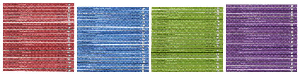 Collection of spines for the Great Ideas series.