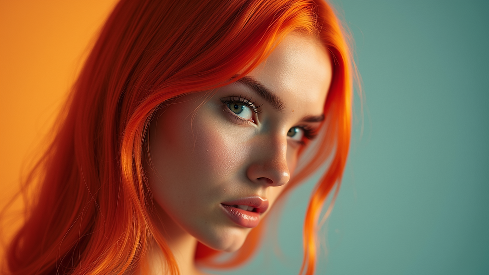 Eye-level view of vibrant and smooth hair