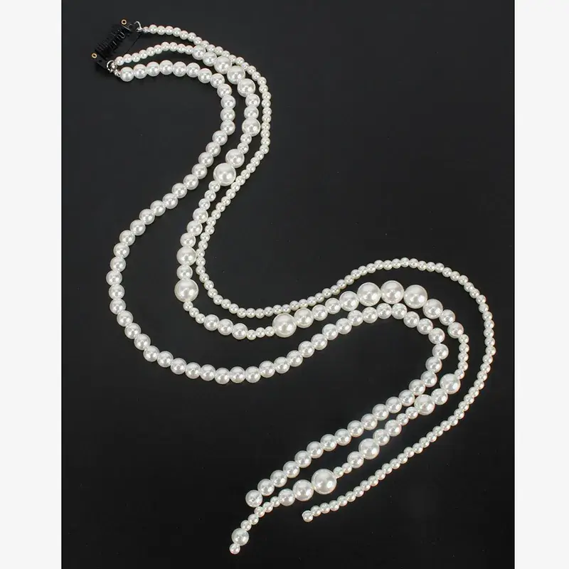Thumbnail: Simulated Pearl Long Tassel/Chain Hair Accessories