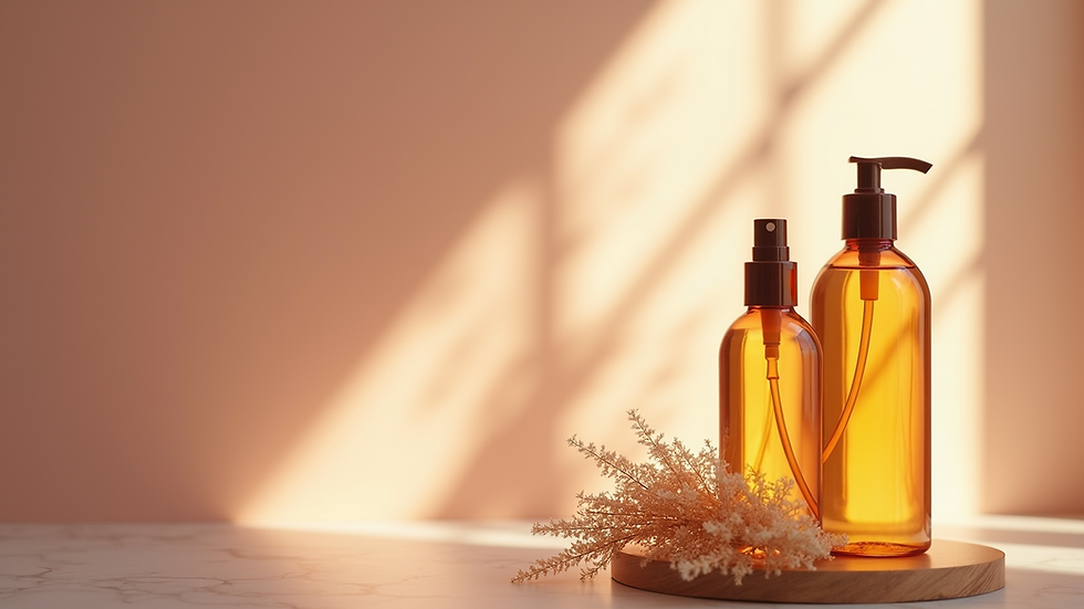 High angle view of nourishing hair oils