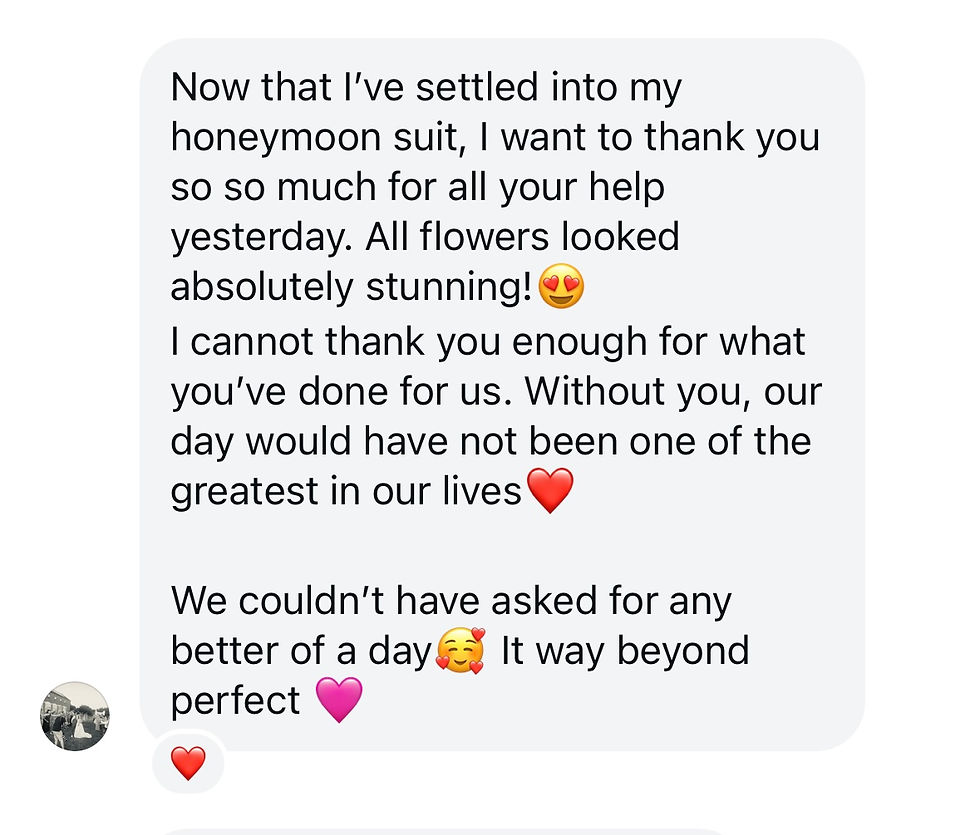 Testimonial for Rutland Florals Wedding Florist Rutland