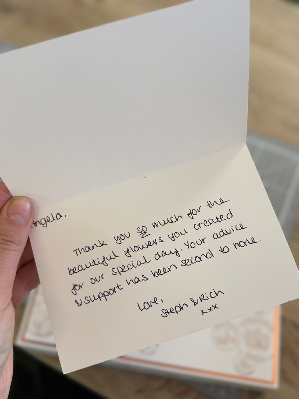 Testimonial for Rutland Florals Wedding Florist Rutland