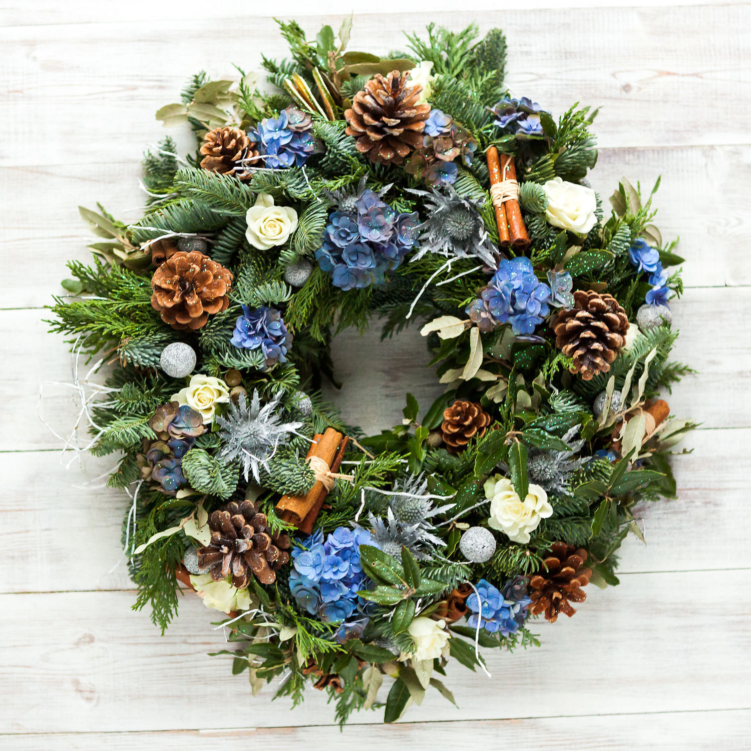 Frost & Snow Christmas wreath handmade by Rutland Florals