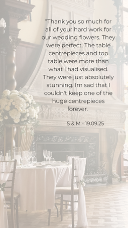 Five Star Review for Rutland Florals Award Winning Wedding Florist in Oakham