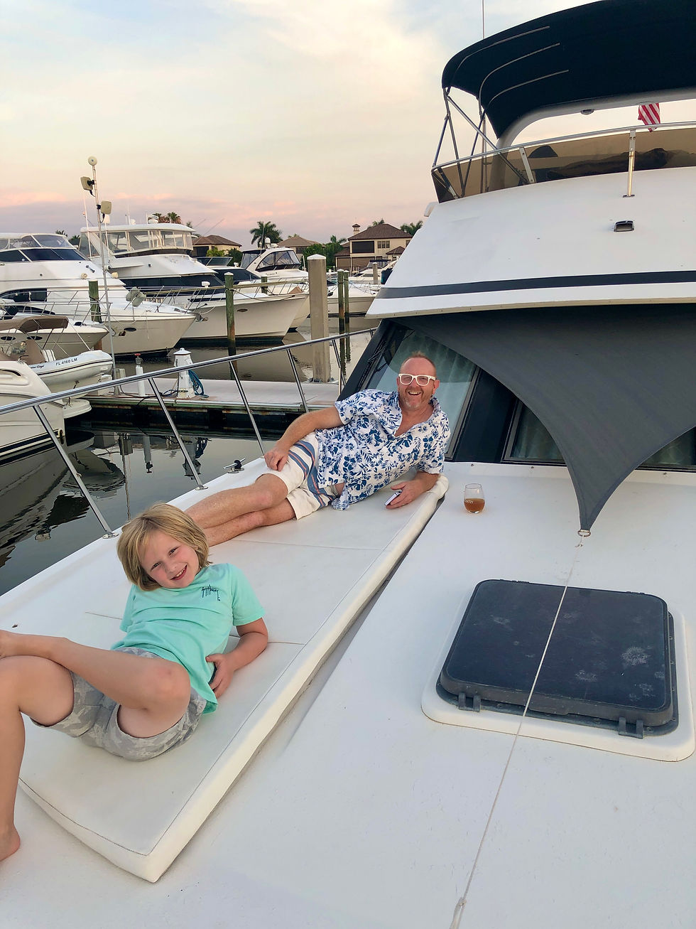 Schatzy Crew Lounging on the Bow of the Boat