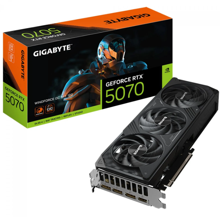 Placa de Vídeo RTX 5070 12GB Gigabyte NVIDIA GeForce Windforce OC SFF, GDDR7