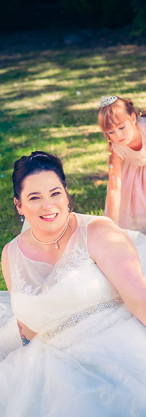 Bride poses for wedding photographs by wedding photographer in Teesside