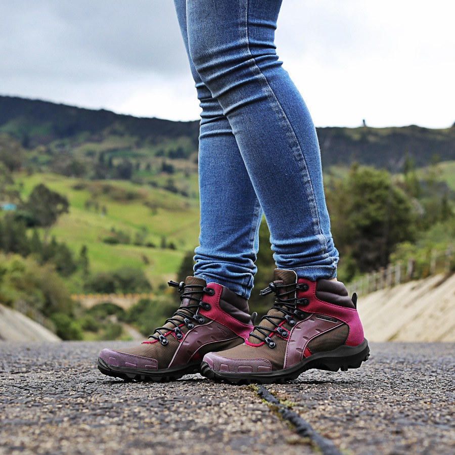 Botas 345 Morado Con Lona Cafe