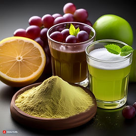 Firefly Develop Powder of Grape Pomace and citrus medica fruit Drink with images of both ingredients.jpg