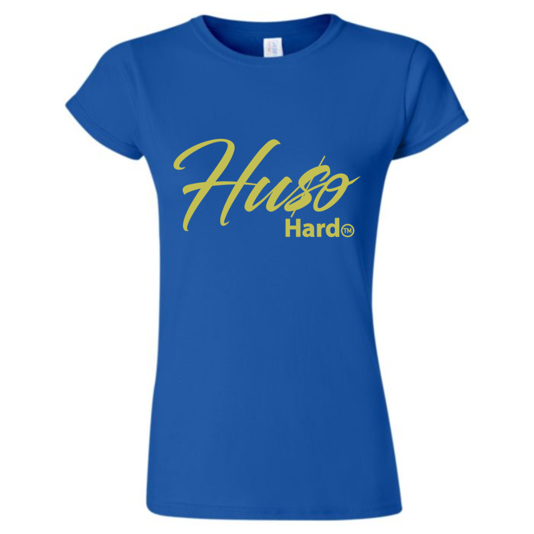 women t shirt blue and gold
