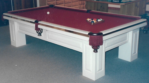 pic 9 white pool table with maroon top.j