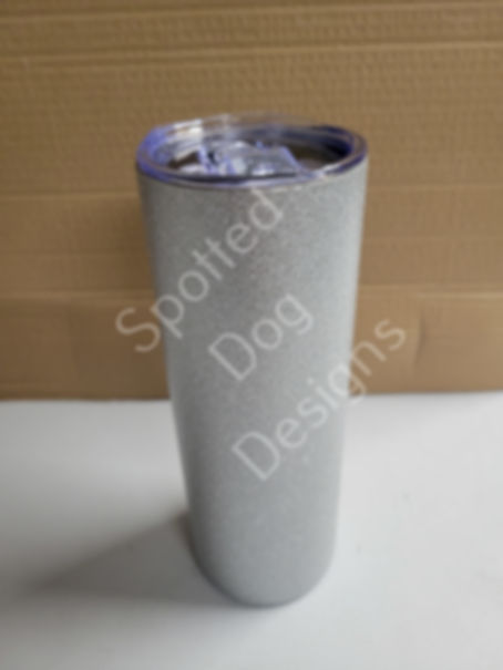 20oz Silver Glitter Skinny Sublimation Tumbler