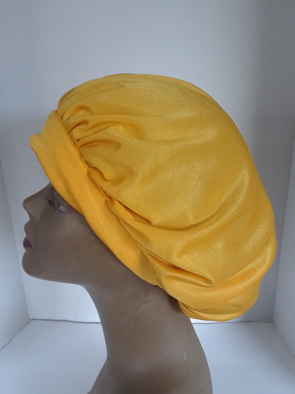 Thumbnail: Yellow Bonnet Sleeping Cap with Headband, Comfortable and Stylish