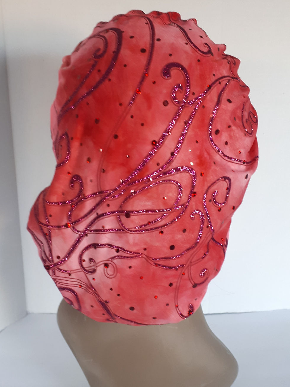 Thumbnail: Red Bonnet Sleeping Cap with elastic, Just pull on, Very comfortable