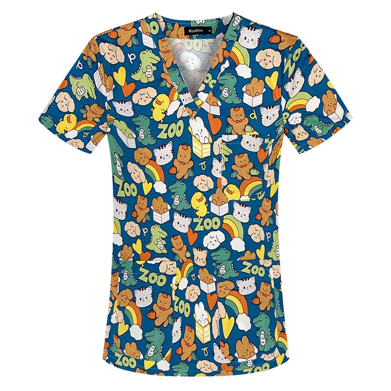 Thumbnail: 26 Colours - Nurse Stretch V Neck Tops  S-3XL
