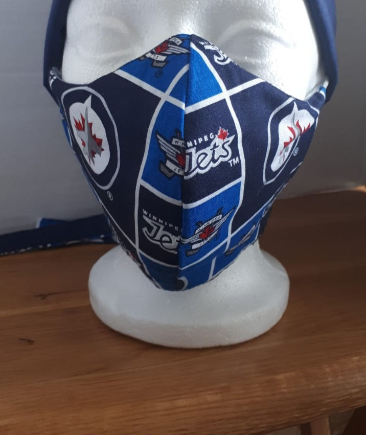 Thumbnail: Winnipeg Jets Scrub Cap and Mask Set for nurses, doctors, operating room