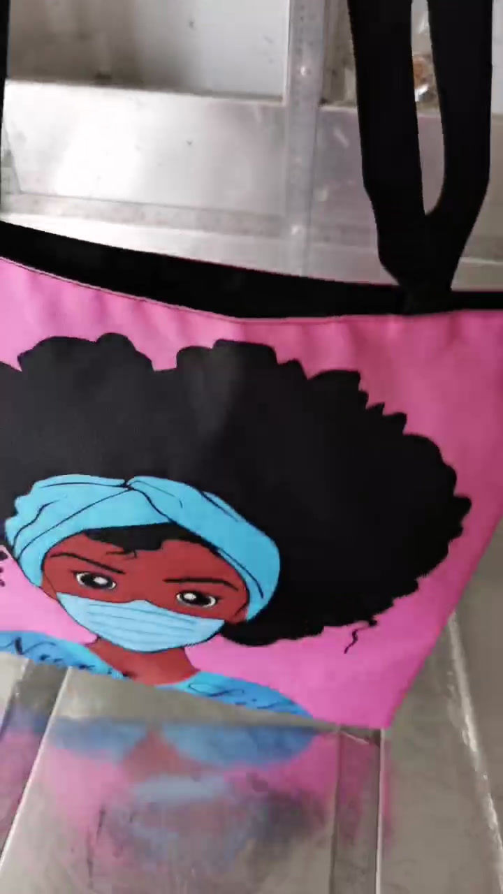 Thumbnail: The Black African Ankara Nurse Bag Big Stylish and Functional. 40cmX40cm