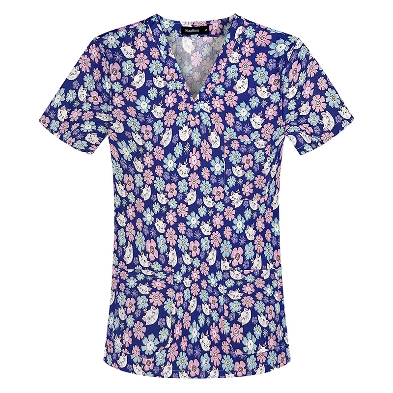 Thumbnail: 26 Colours - Nurse Stretch V Neck Tops  S-3XL
