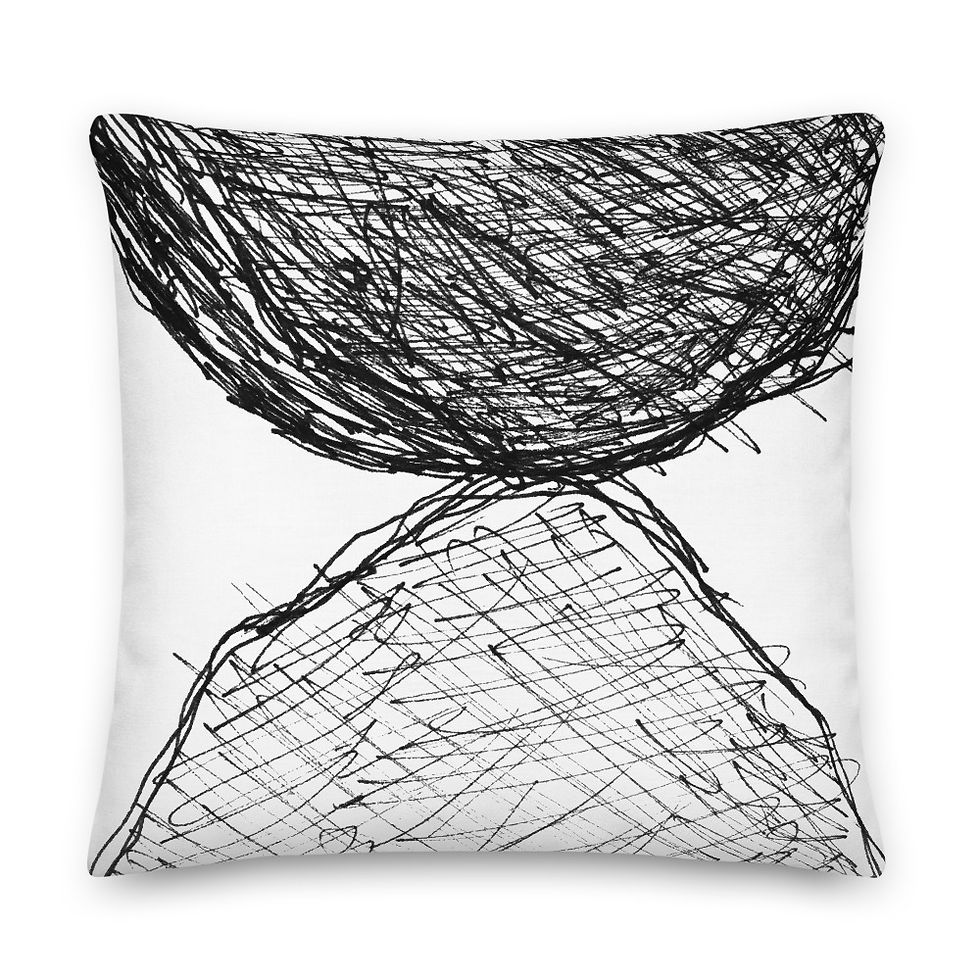 Thumbnail: Premium Pillow - Contemporary Abstract Sketch by Helen Anne Williamson 
