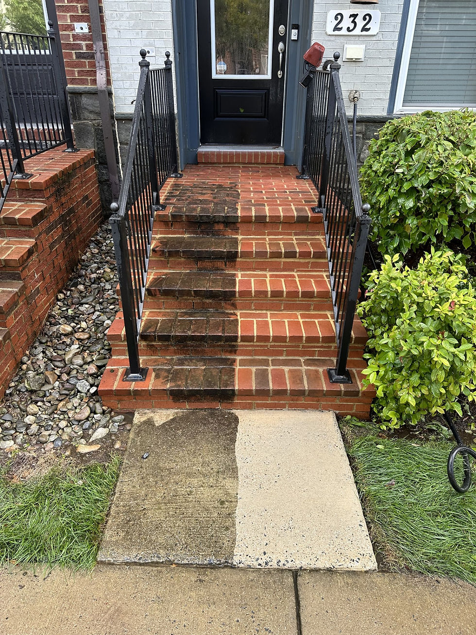 washing stairs in progress
