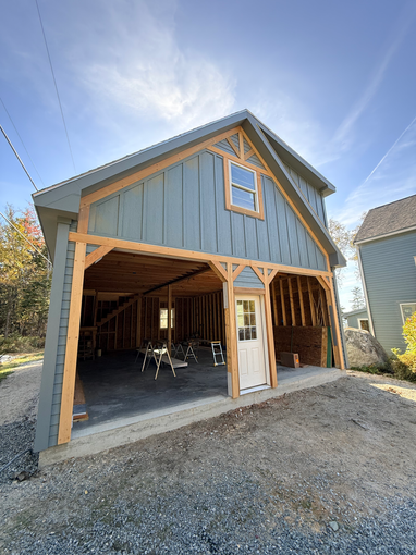 Custom garage build in Trenton Maine