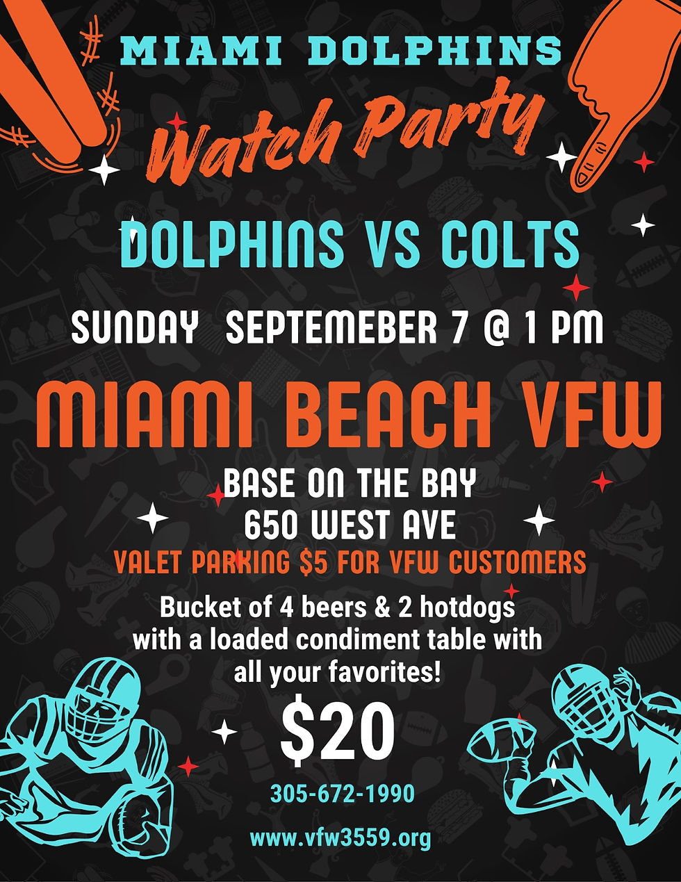 VFW Pro Football Watch Party - Miami Dolphins vs Indianapolis Colts