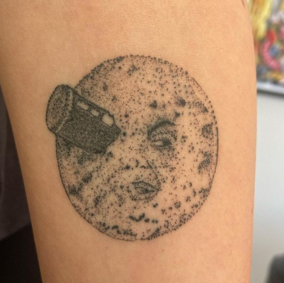 Single Needle Moon - Shawn Marks Tattoo