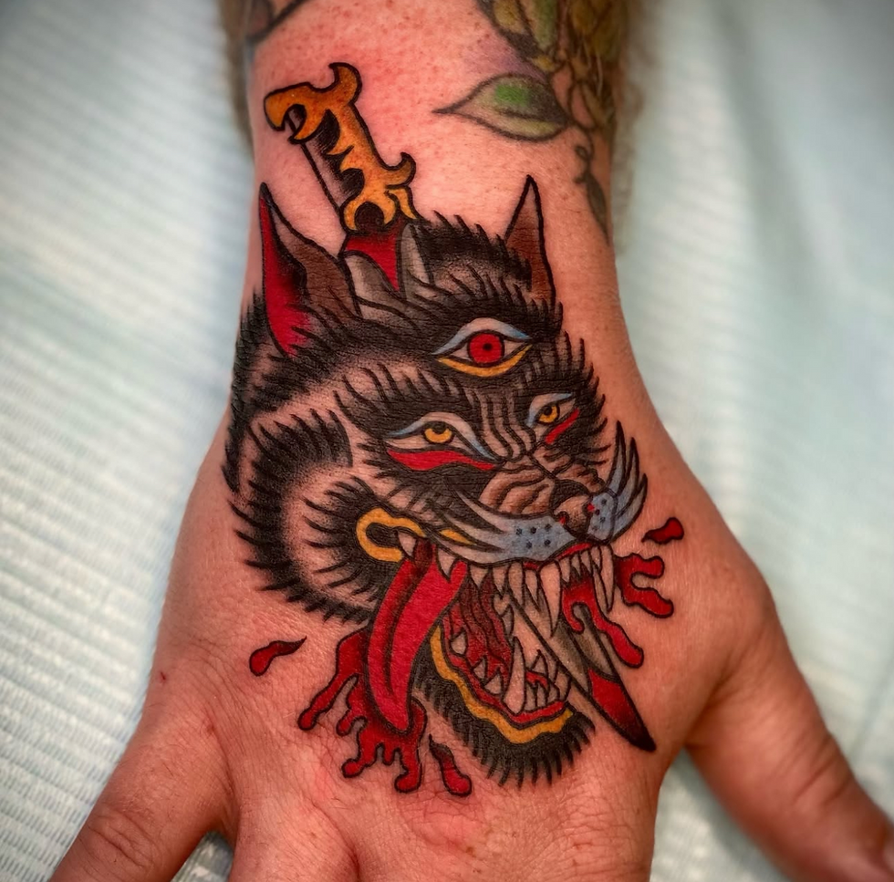 Wolf Head Tattoo done by Laura Bennington at Pittsburgh Tattoo