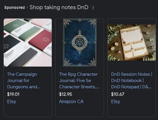 D&D taking notes journals