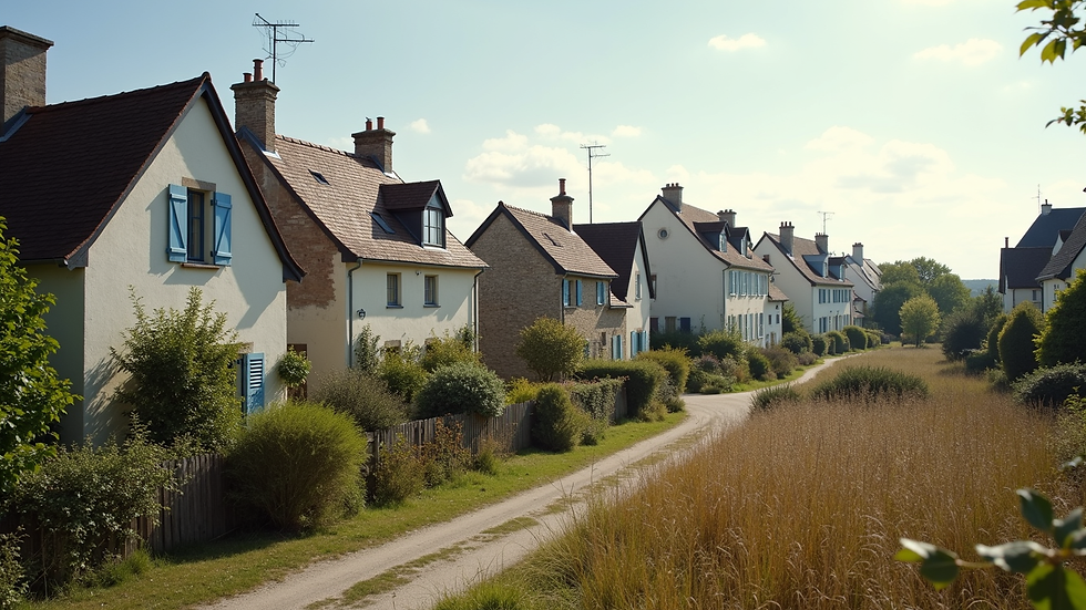 Vue panoramique d’un village typique en Seine-Maritime avec maisons traditionnelles