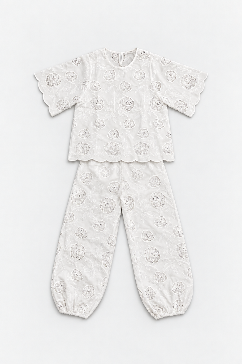 Conjunto Voil Flor - Off White | Missinclof