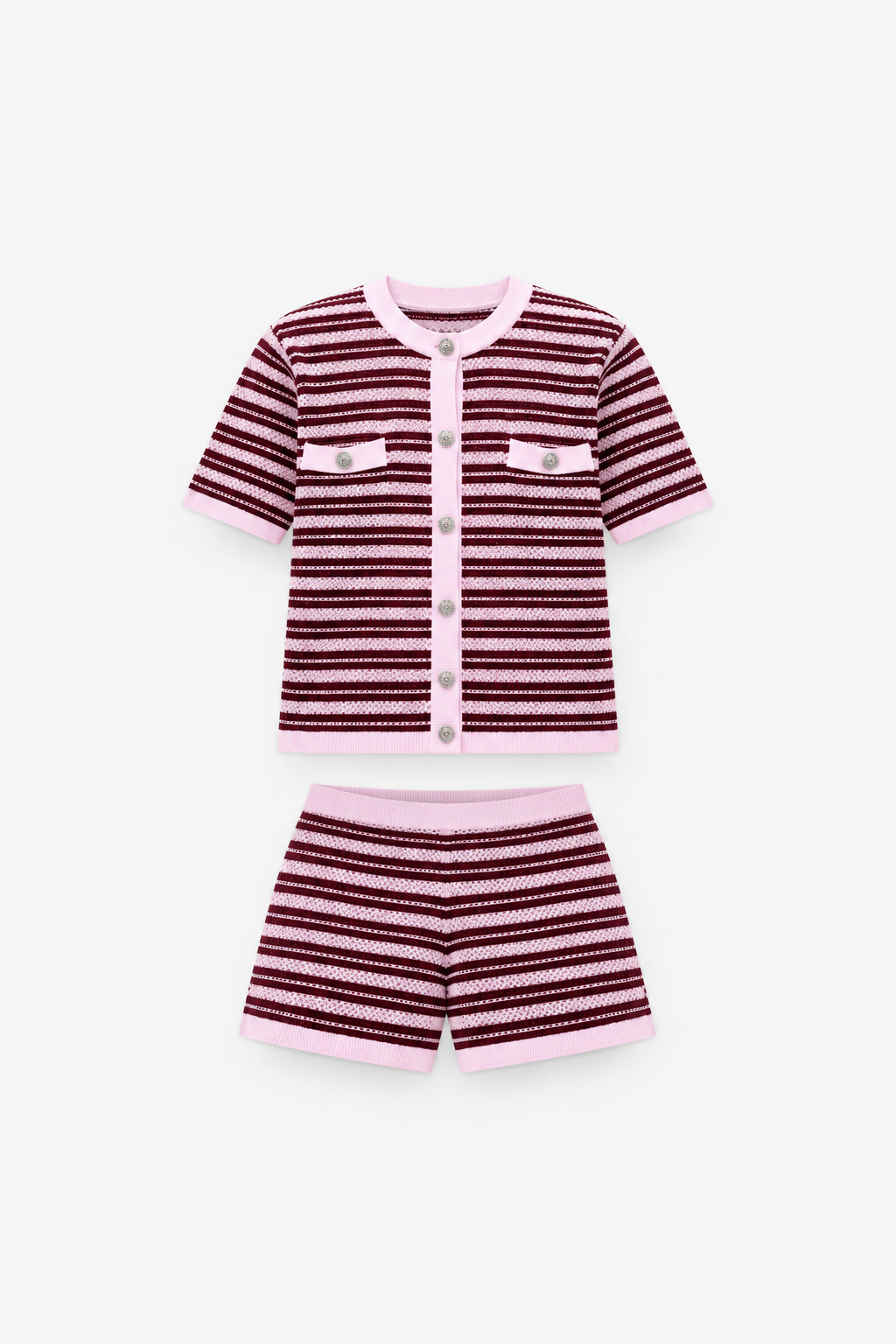 Conjunto Tela Tricot - Rosa/Vinho | Loér
