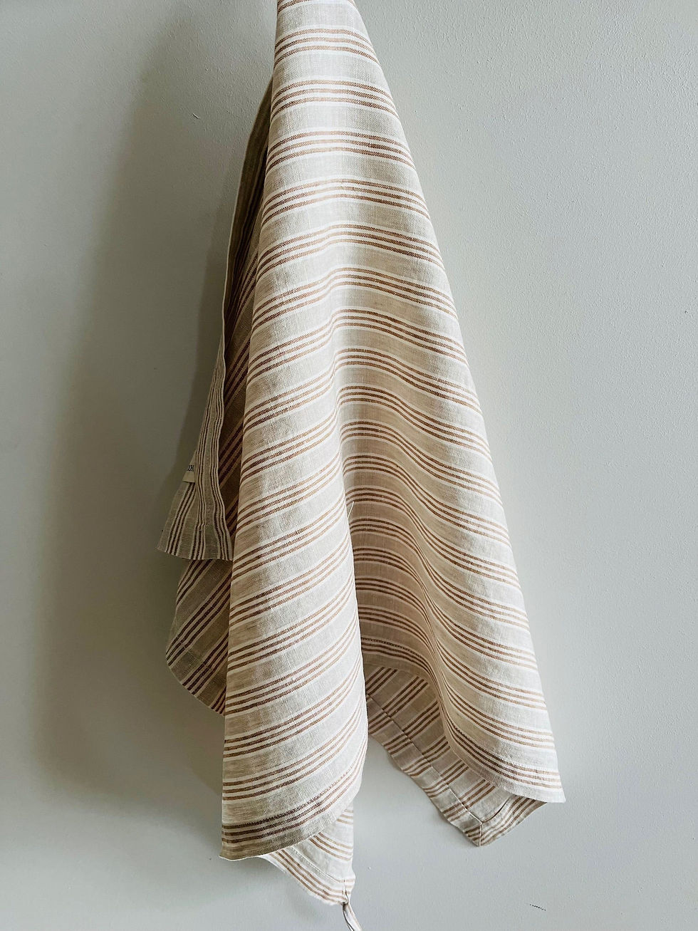 Pure French Linen Tea Towel - Biscuit Stripe
