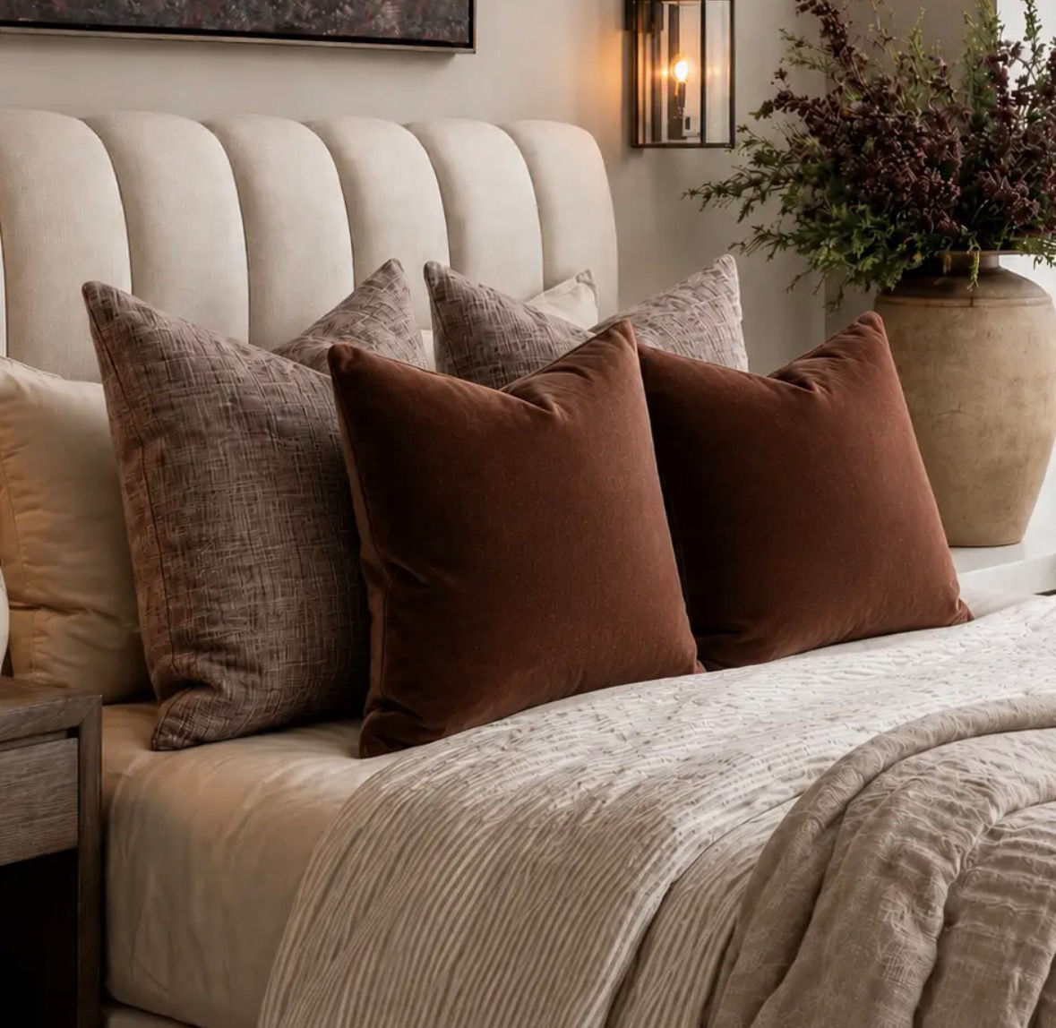 Organic Cotton Velvet Cushion Cover - Moka