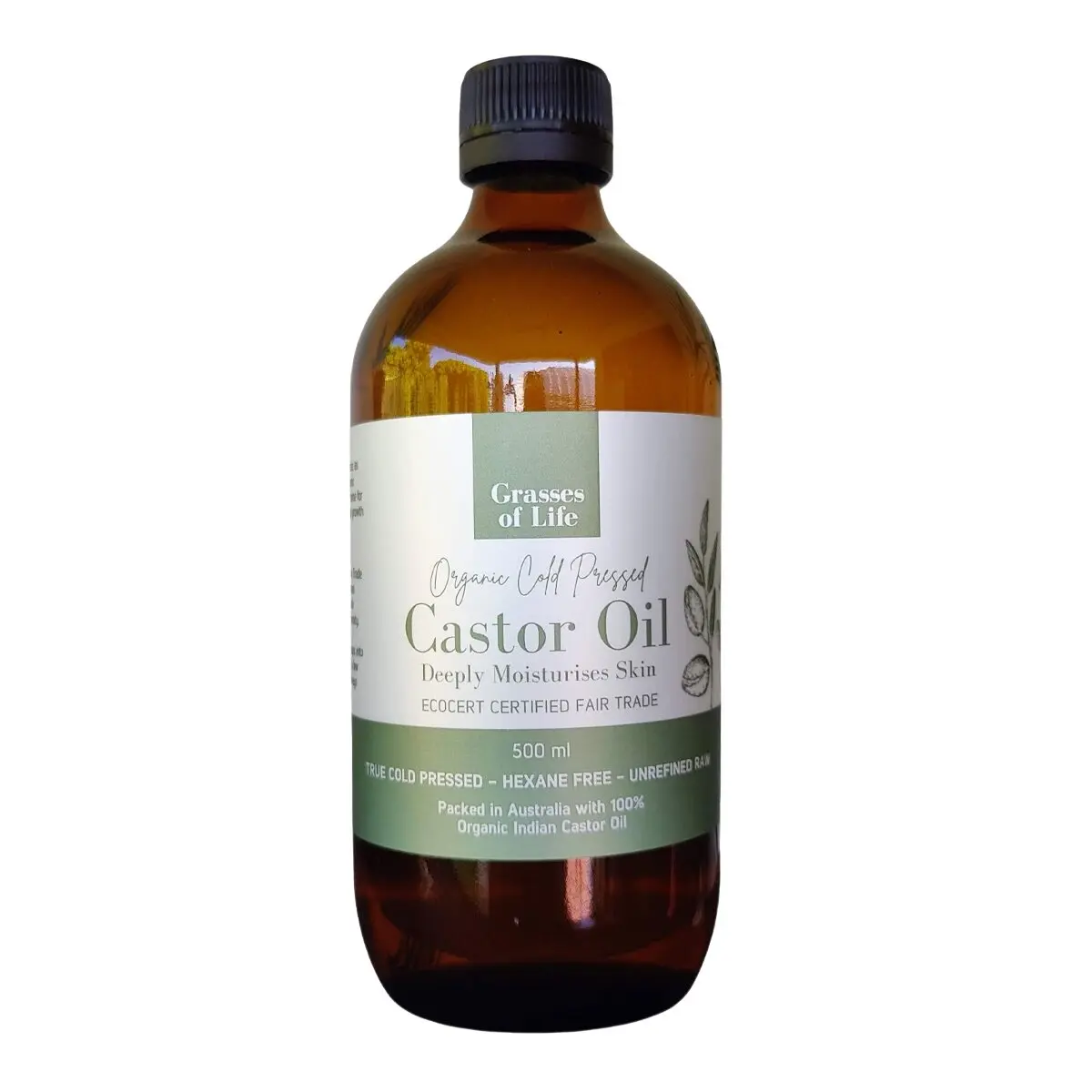 Castor Oil 500ml Organic, Cold Pressed, Hexane Free