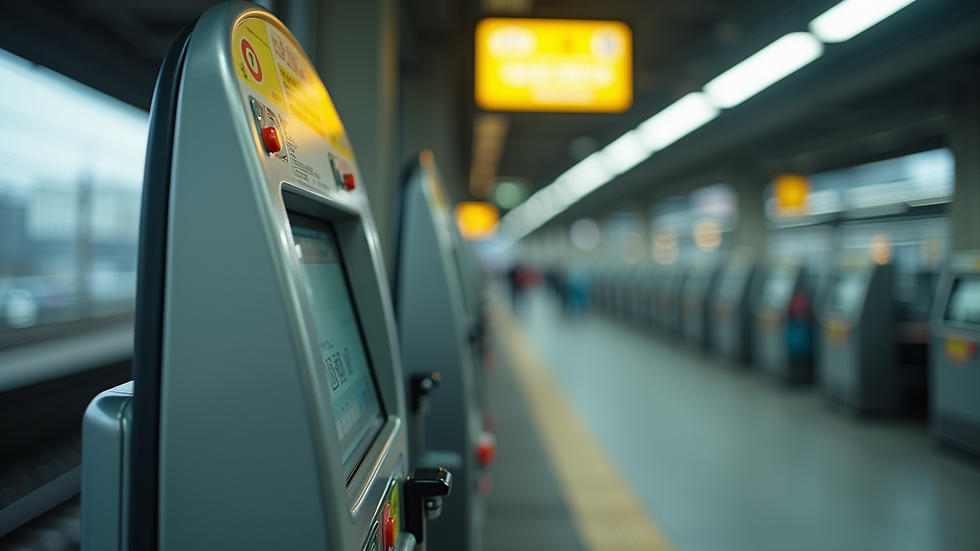 Close-up of a Japanese train station ticket machine