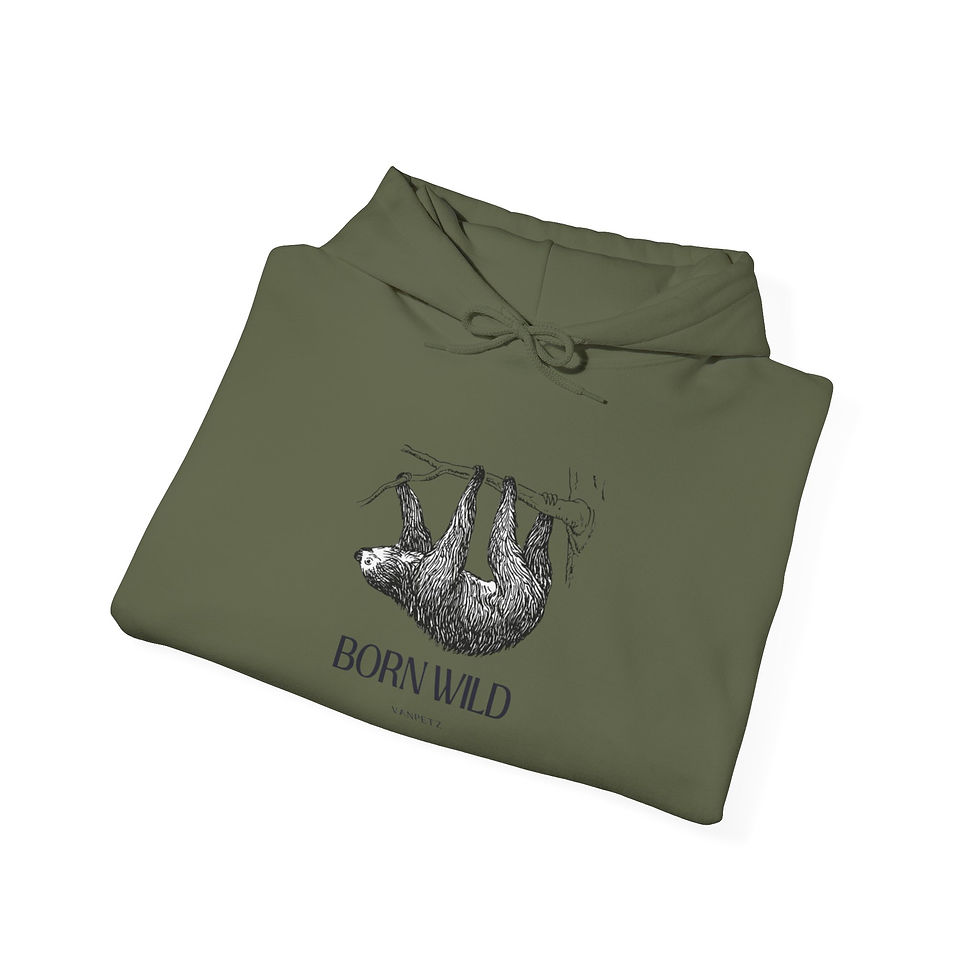 Thumbnail: Born Wild Sloth Hoodie, Cozy Sweatshirt,  Casual Outfit, Everyday Comfort