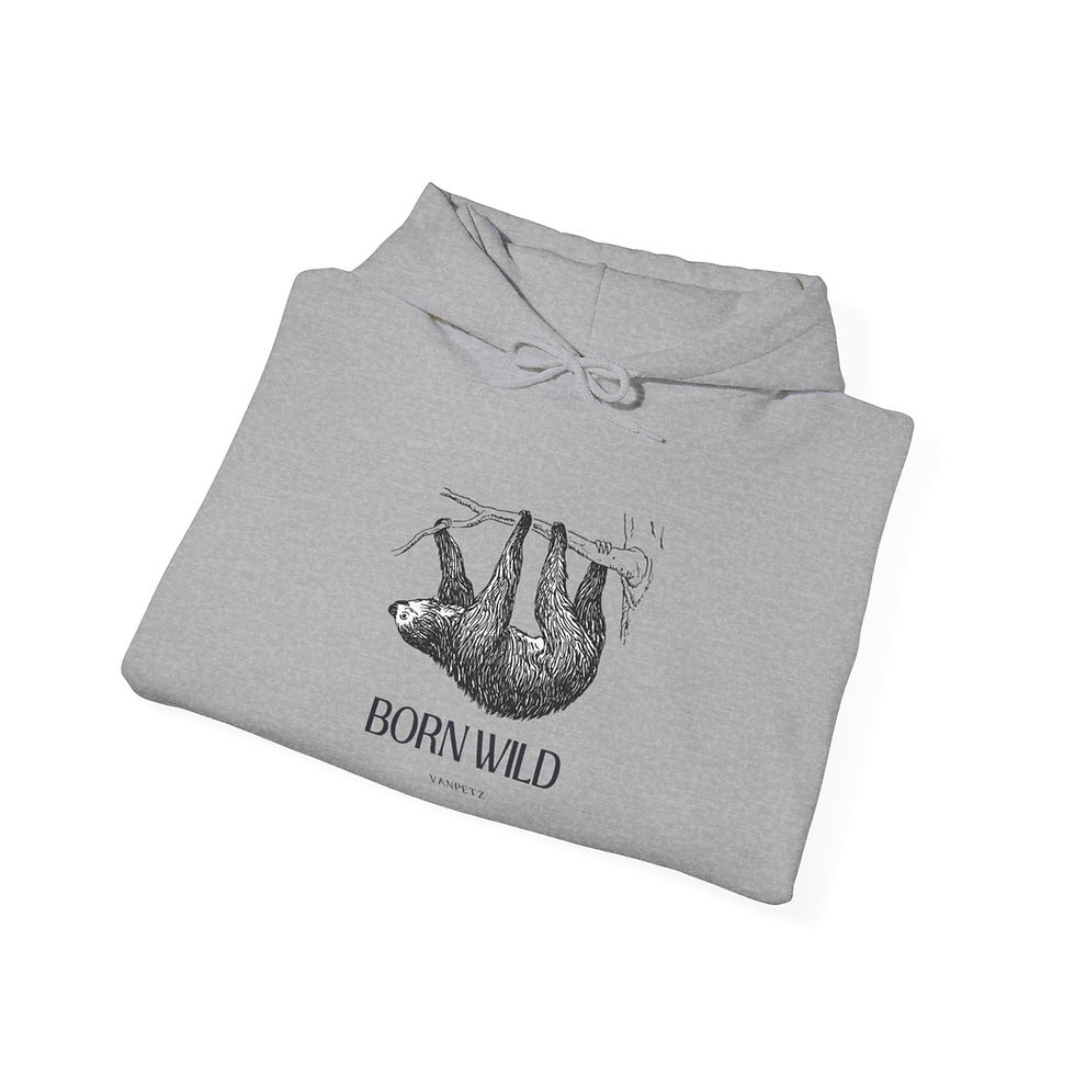 Thumbnail: Born Wild Sloth Hoodie, Cozy Sweatshirt,  Casual Outfit, Everyday Comfort