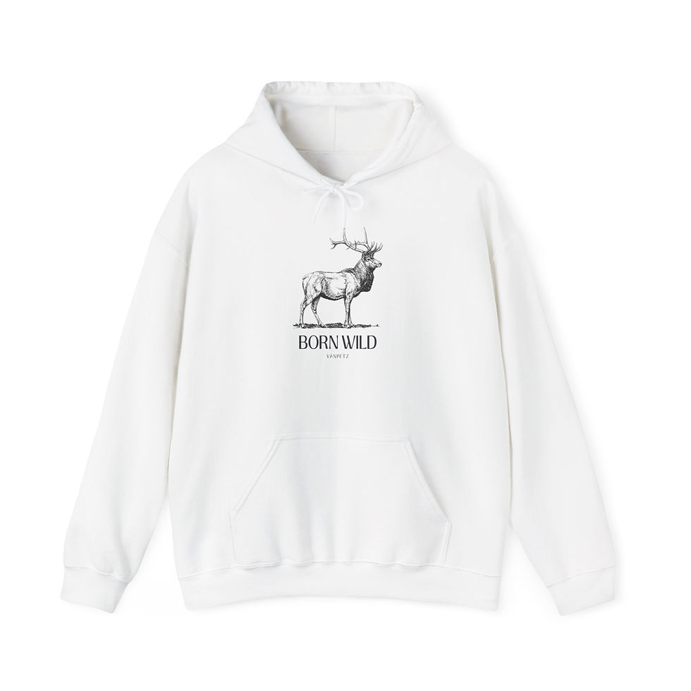 Born Wild Stag Hoodie, Cozy Sweatshirt,  Casual Outfit, Everyday Comfort