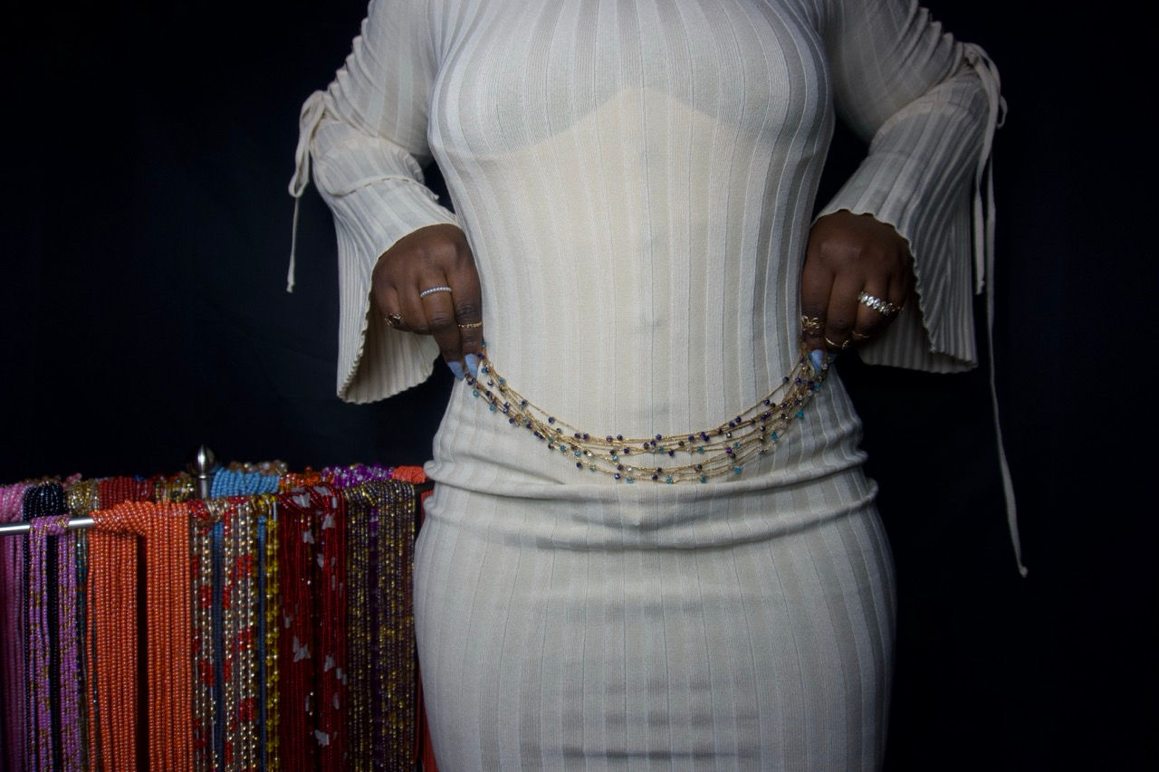 Golden Wave silk string waist beads