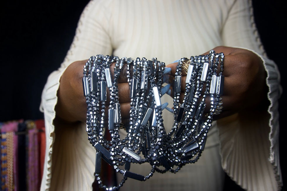 Silver Starlight elastic string waist beads