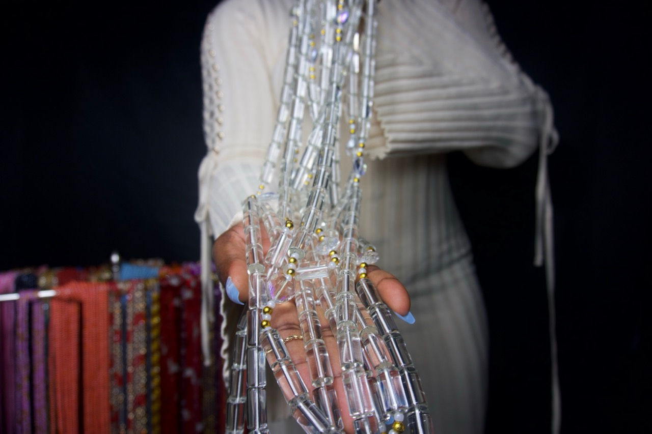 Celestial Clarity tie-on waist beads