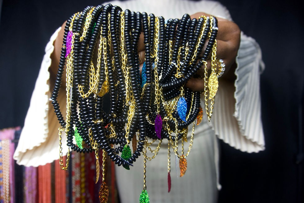 Regal Black and Gold Ensemble elastic string waist beads