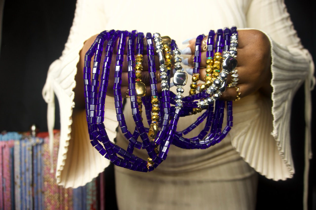 Royal Sapphire elastic string waist beads