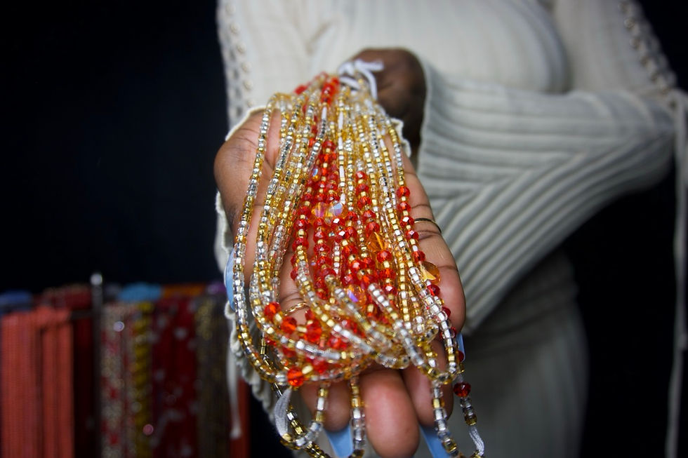 Golden Ember Love tie on waist beads